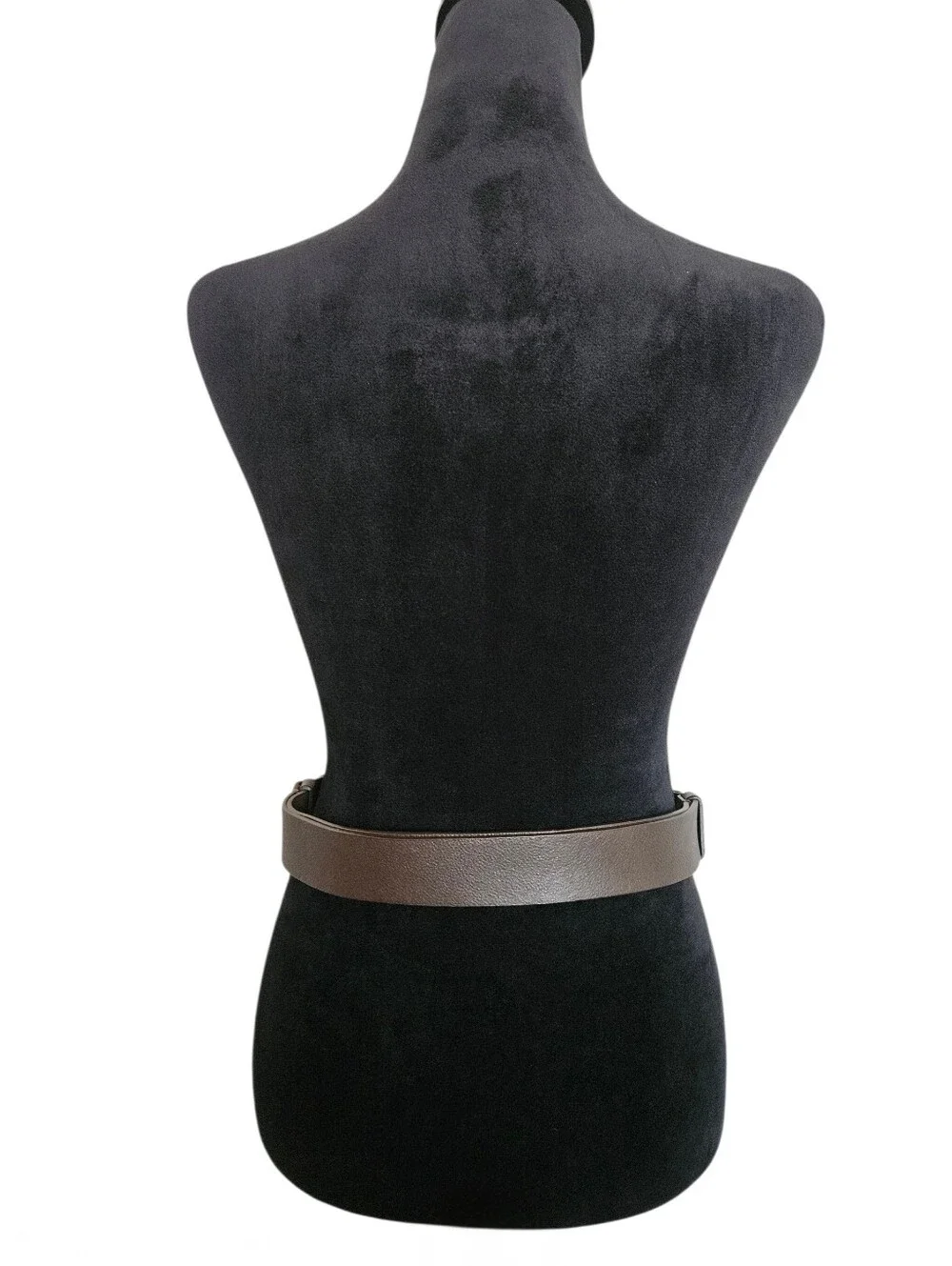 Vintage Chico's Women's Brown Leather Slider Brass- Tone Statement Belt Size M/L